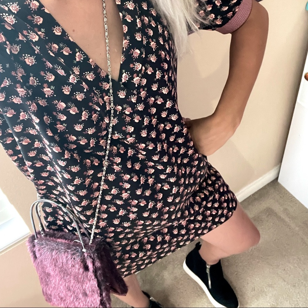 Scotch & Soda Satin Floral Short Sleeve Dress